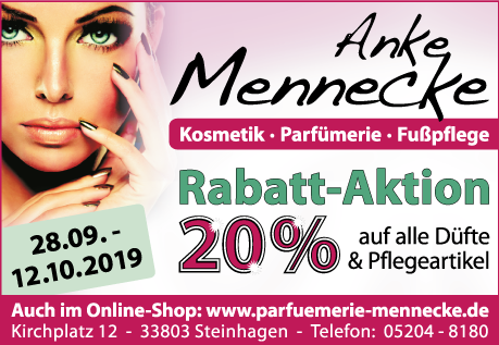 Parfümerie Mennecke 20% Rabatt-Aktion